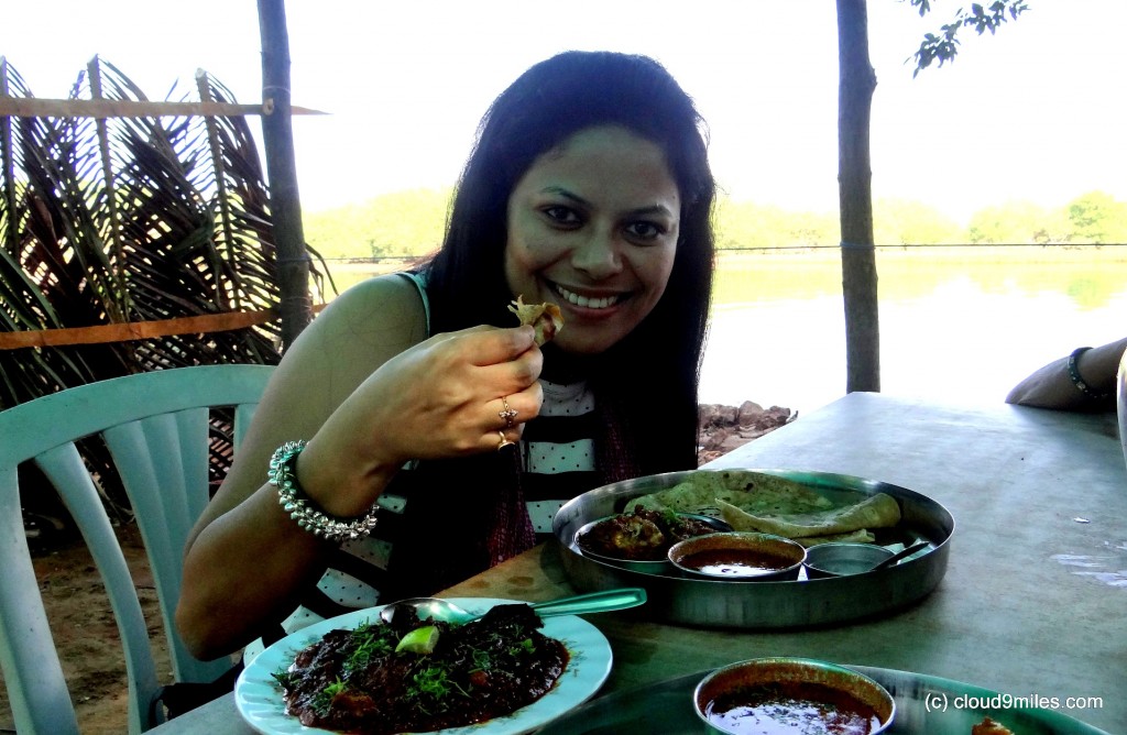 Enjoying the delicious Malvani food